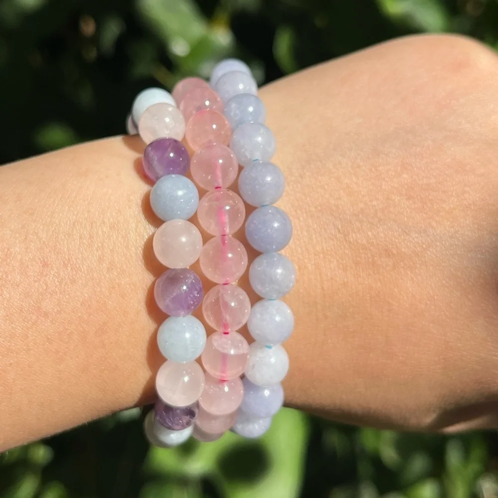 8mm‎ Dainty blue Multistone bracelet set
